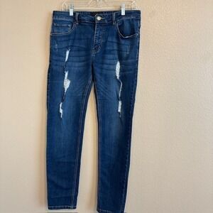 ZLZ Denim Distressed Women's Skinny‎ Stretch Jeans Size 34W